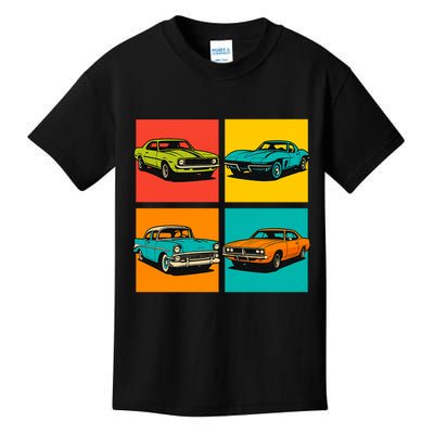 Vintage Classic Muscle Cars Pop Art Design Kids T-Shirt