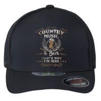 Vintage Country Music And Beer Thats Why Im Here Legends Flexfit Unipanel Trucker Cap