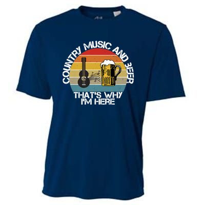 Vintage Country Music And Beer That's Why I'm Heres Cooling Performance Crew T-Shirt