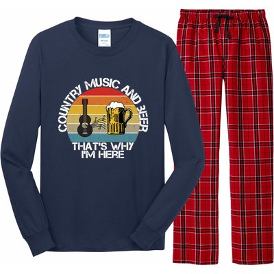 Vintage Country Music And Beer That's Why I'm Heres Long Sleeve Pajama Set