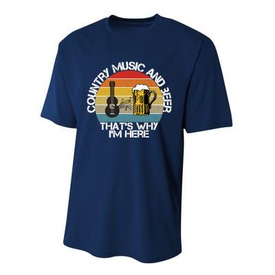 Vintage Country Music And Beer That's Why I'm Heres Performance Sprint T-Shirt