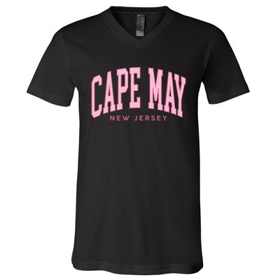 Vintage Cape May Nj Retro Throwback Beach Preppy V-Neck T-Shirt