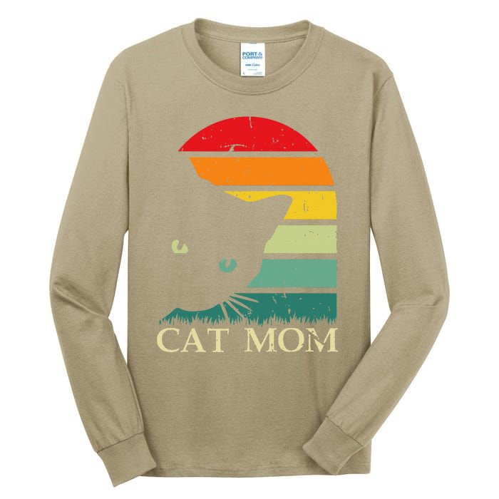 Vintage Cat Mom For WomenFunny Cat Mom Mother Tall Long Sleeve T-Shirt