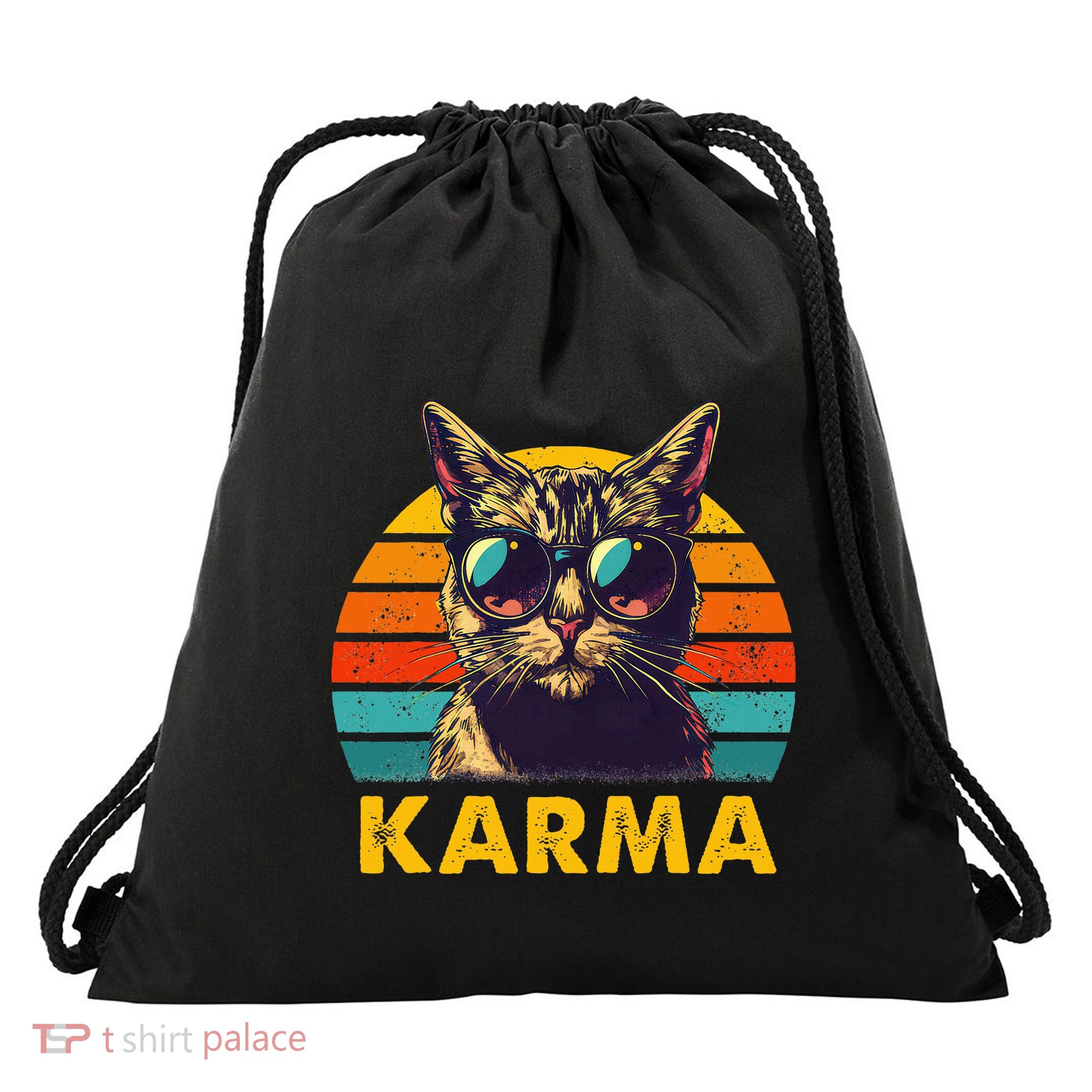 Vintage Cat Music Gifts Drawstring Bag
