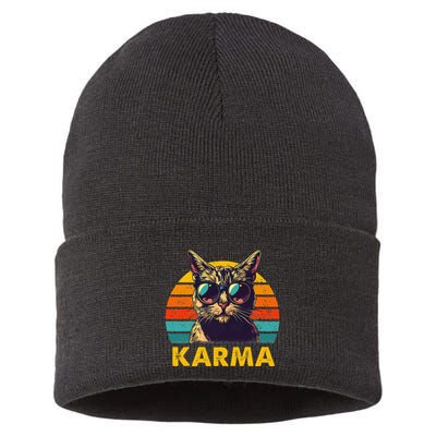 Vintage Cat Music Gifts Sustainable Knit Beanie