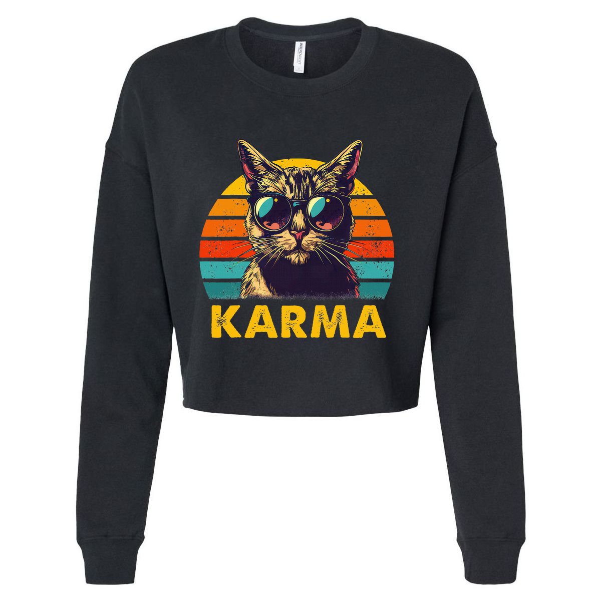 Vintage Cat Music Gifts Cropped Pullover Crew