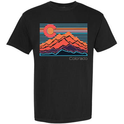 Vintage Colorado Mountain Landscape And Flag Graphic Garment-Dyed Heavyweight T-Shirt