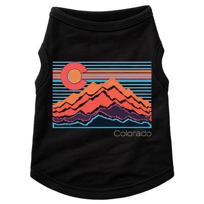Vintage Colorado Mountain Landscape And Flag Graphic Doggie Tank