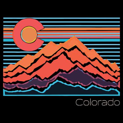Vintage Colorado Mountain Landscape And Flag Graphic T-Shirt