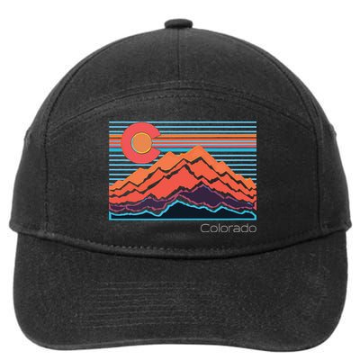 Vintage Colorado Mountain Landscape And Flag Graphic 7-Panel Snapback Hat