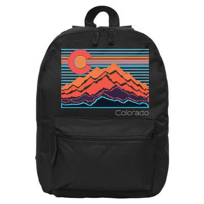 Vintage Colorado Mountain Landscape And Flag Graphic 16 in Basic Backpack