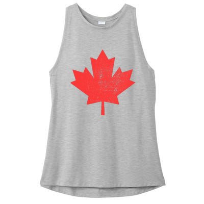 Vintage Canada Maple Leaf Canada Day Ladies PosiCharge Tri-Blend Wicking Tank