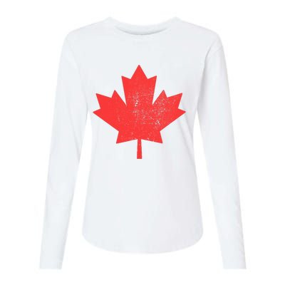 Vintage Canada Maple Leaf Canada Day Womens Cotton Relaxed Long Sleeve T-Shirt