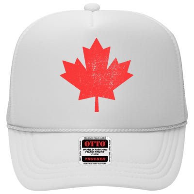 Vintage Canada Maple Leaf Canada Day High Crown Mesh Back Trucker Hat