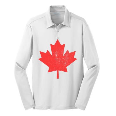 Vintage Canada Maple Leaf Canada Day Silk Touch Performance Long Sleeve Polo