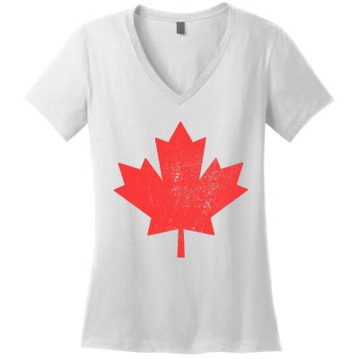 Vintage Canada Maple Leaf Canada Day Women's V-Neck T-Shirt