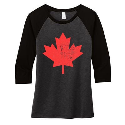 Vintage Canada Maple Leaf Canada Day Women's Tri-Blend 3/4-Sleeve Raglan Shirt