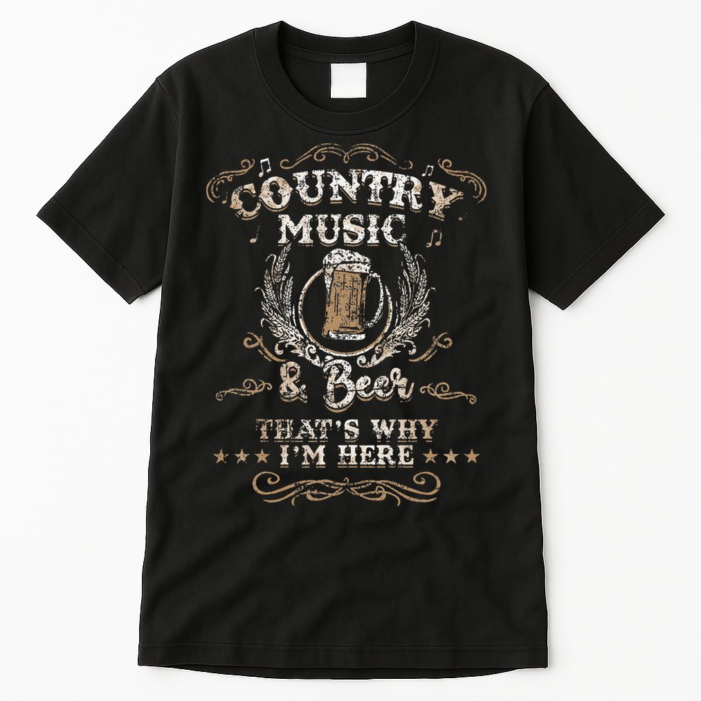 Vintage Country Music And Beer ThatS Why IM Here Legends Tall T-Shirt