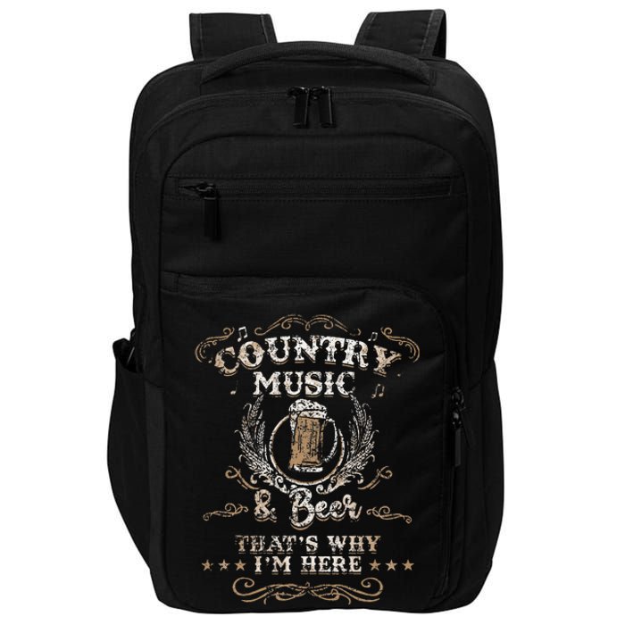 Vintage Country Music And Beer ThatS Why IM Here Legends Impact Tech Backpack