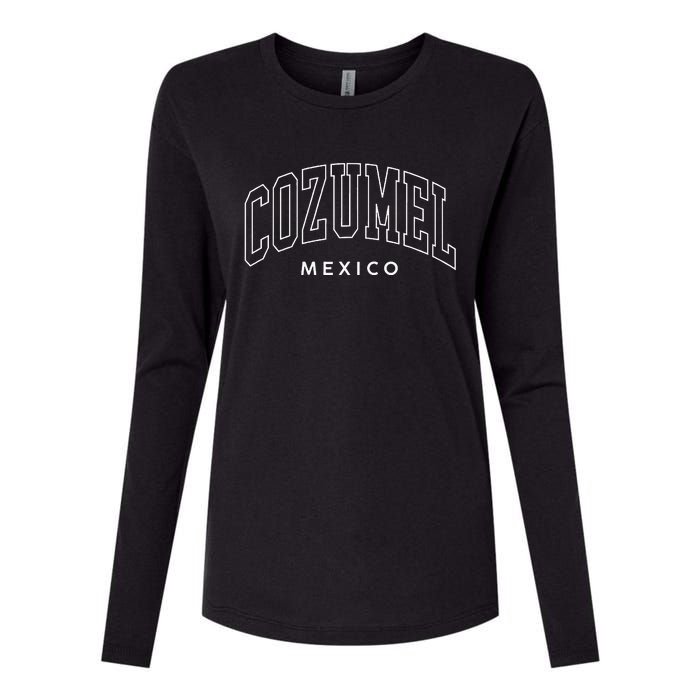 Vintage Cozumel Mexico Retro Throwback Preppy Women Souvenir Womens Cotton Relaxed Long Sleeve T-Shirt