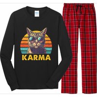 Vintage Cat Music Gifts For Teens Girl Women Karma Long Sleeve Pajama Set