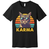 Vintage Cat Music Gifts For Teens Girl Women Karma Premium T-Shirt