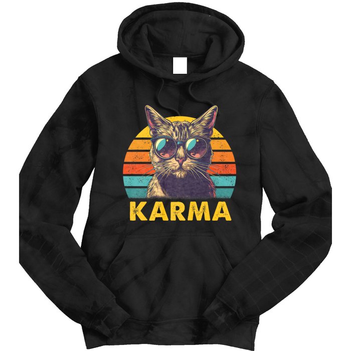 Vintage Cat Music Gifts For Teens Girl Women Karma Tie Dye Hoodie