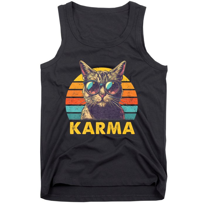 Vintage Cat Music Gifts For Teens Girl Women Karma Tank Top