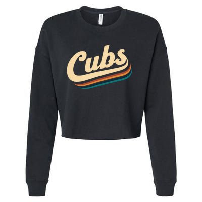 Vintage Cubs Name Throwback Retro Cropped Pullover Crew