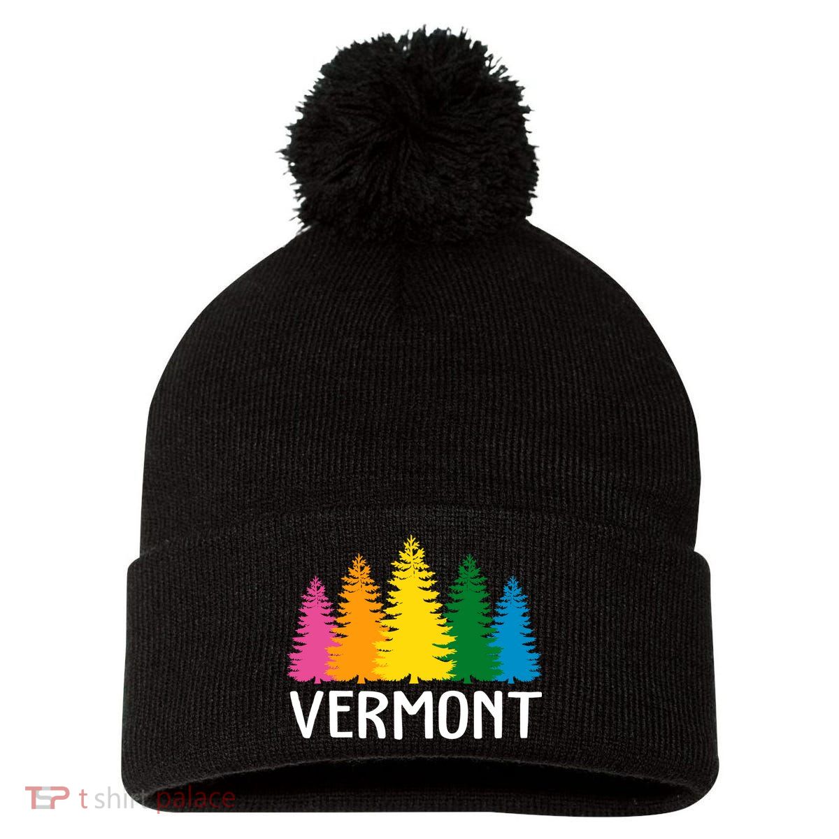 Vermont Colorful Nature Pom Pom 12in Knit Beanie