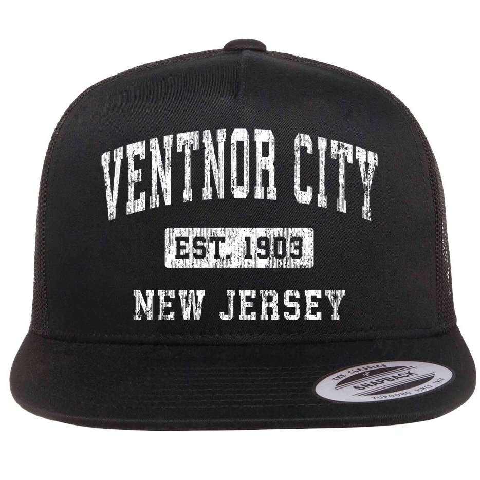 Ventnor City New Jersey Nj Vintage Established Sports Flat Bill Trucker Hat