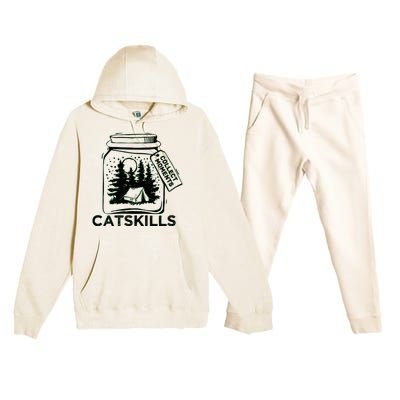 Vintage Catskills New York Souvenir Premium Hooded Sweatsuit Set