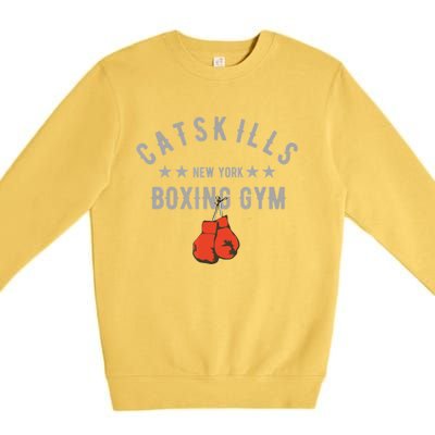 Vintage Catskills New York Boxing Gym Boxing Day Funny Gift Premium Crewneck Sweatshirt