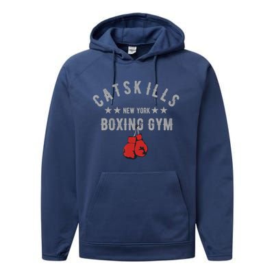 Vintage Catskills New York Boxing Gym Boxing Day Funny Gift Performance Fleece Hoodie