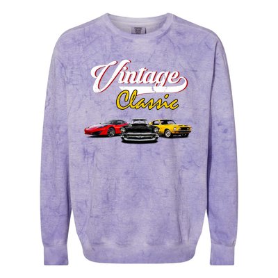 Vintage Classic Oldies Cars Colorblast Crewneck Sweatshirt