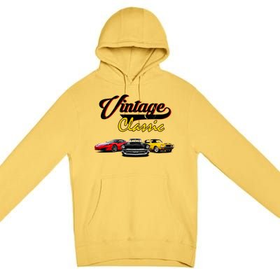 Vintage Classic Oldies Cars Premium Pullover Hoodie