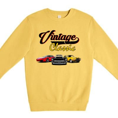 Vintage Classic Oldies Cars Premium Crewneck Sweatshirt