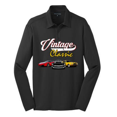 Vintage Classic Oldies Cars Silk Touch Performance Long Sleeve Polo