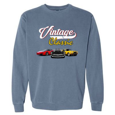 Vintage Classic Oldies Cars Garment-Dyed Sweatshirt