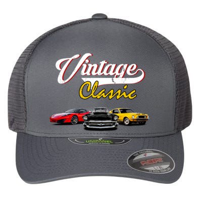 Vintage Classic Oldies Cars Flexfit Unipanel Trucker Cap