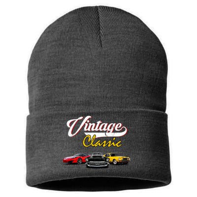 Vintage Classic Oldies Cars Sustainable Knit Beanie