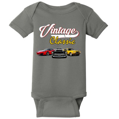Vintage Classic Oldies Cars Baby Bodysuit