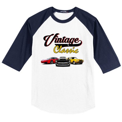 Vintage Classic Oldies Cars Baseball Sleeve Shirt