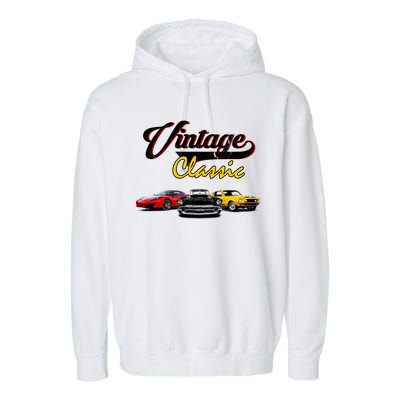 Vintage Classic Oldies Cars Garment-Dyed Fleece Hoodie