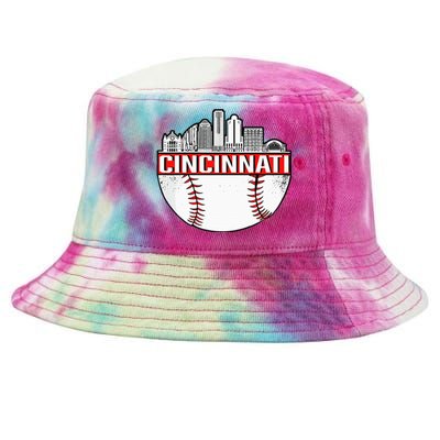 Vintage Cincinnati Ohio Skyline Tie-Dyed Bucket Hat