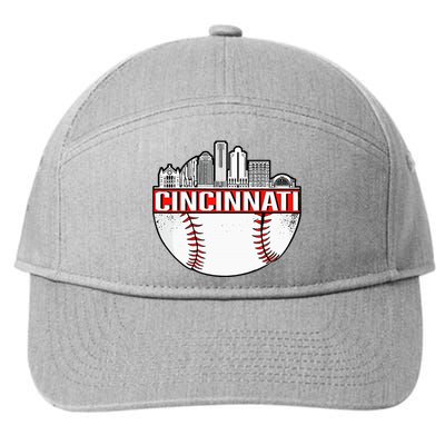 Vintage Cincinnati Ohio Skyline 7-Panel Snapback Hat