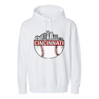 Vintage Cincinnati Ohio Skyline Garment-Dyed Fleece Hoodie