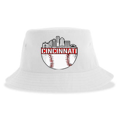 Vintage Cincinnati Ohio Skyline Sustainable Bucket Hat