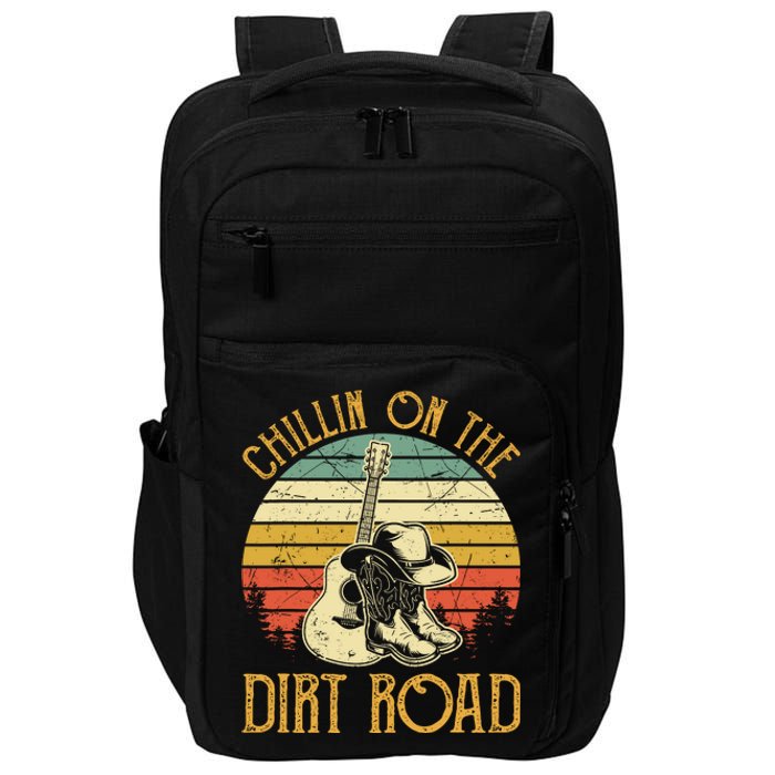 Vintage Chillin On The Dirt Road Retro Country Music Western Impact Tech Backpack