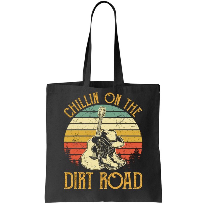 Vintage Chillin On The Dirt Road Retro Country Music Western Tote Bag